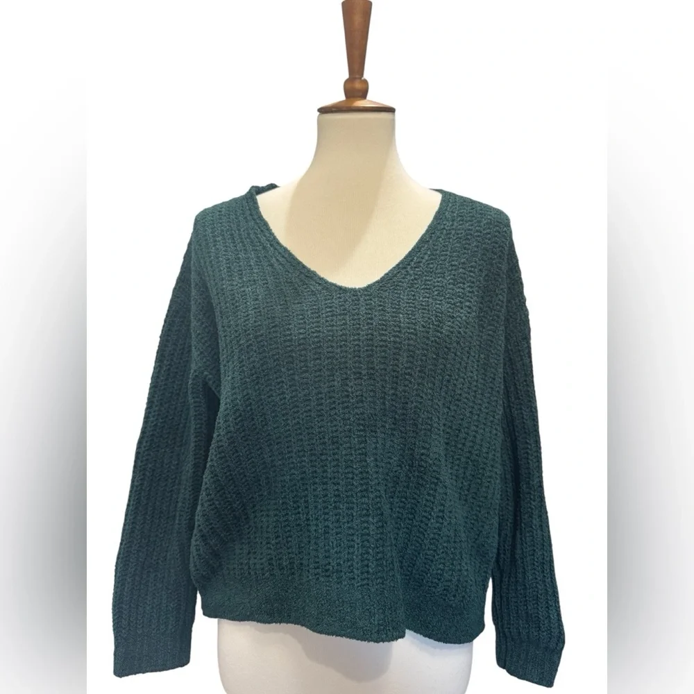 Express Green V-Neck Knit Sweater #293